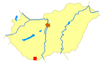 Lage von Harkány in Ungarn